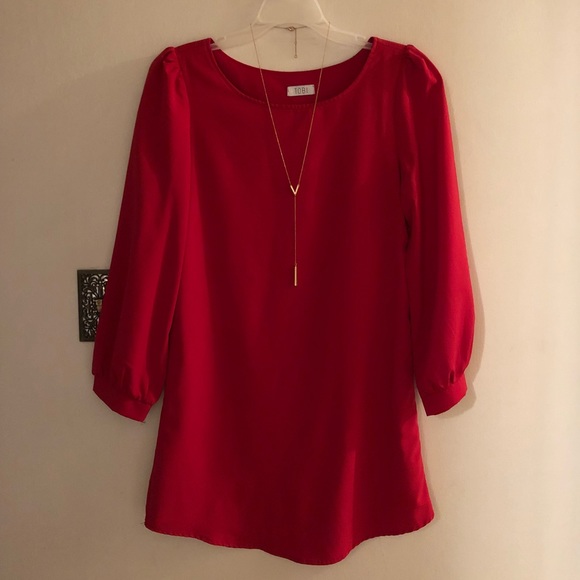 Red long sleeve mini dress - Picture 1 of 2